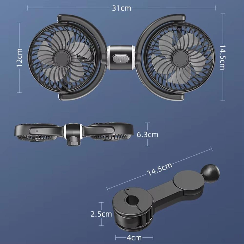 ABS+PP Cooler Air Fan Rotation Double Head Fans New Car Cooling Fan Car