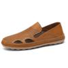 Модные уличные сандалии для мужчин Летняя обувь слипоны Кожа из микрофибры Мужская повседневная обувь С перфорацией Лоферы Дышащая обувь для вождения