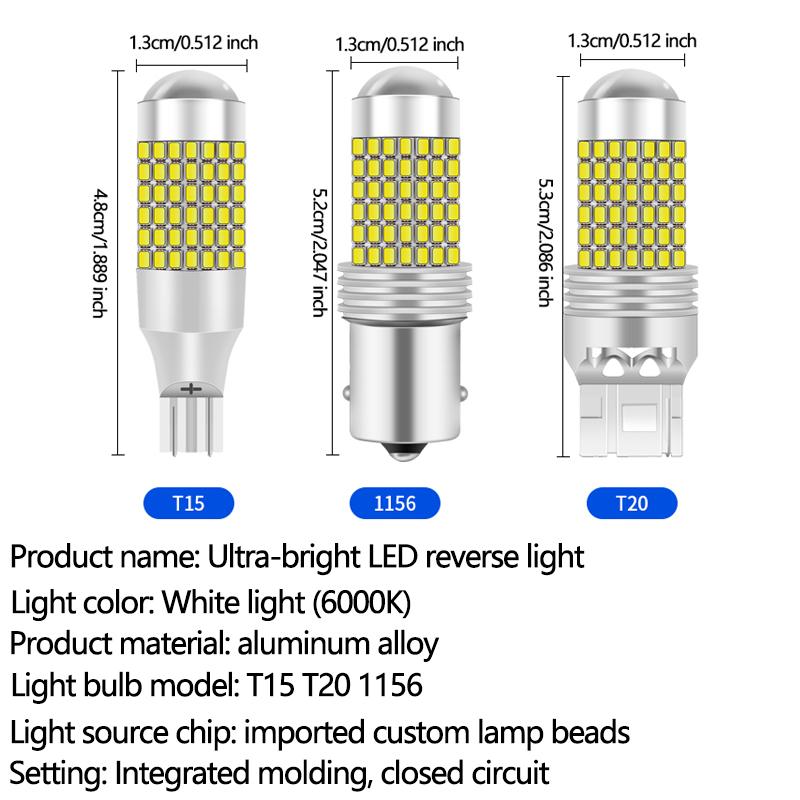 2 шт. Светодиодная лампа заднего хода 1156 BA15S 7440 W21W 12 В Canbus 120 SMD 6500K Белый T15 T20 Автомобильные задние габаритные огни, парковочные огни, стоп-сигналы, указатели поворота