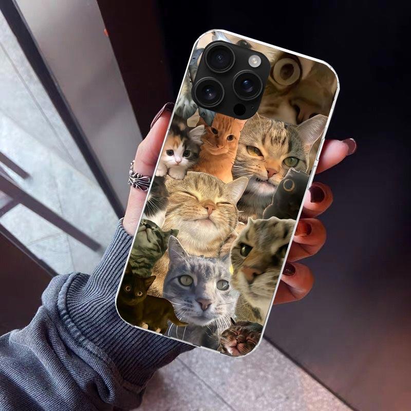 Crying Cat Memes Phone Case For iPhone 17 Air 16 15 Pro Max 14 Plus 13 Mini 12 11 Cover 7 8 SE Silicone Shell Print Fundas 17 Ai