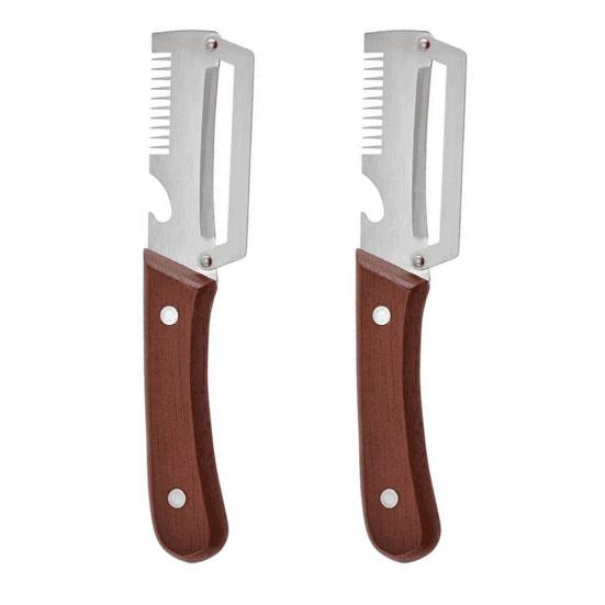 2Pcs Multifunctional Vegetable Ergonomic Peeler Peeler Stainless Wooden Handle Steel Blade Kitchen