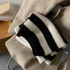 Women's Korean Style Blue Striped Knitted Scarf Autumn Winter Student Warm Versatile Neck-protecting Neck Warmer