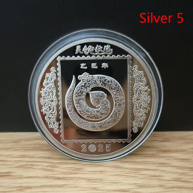 2025 Year Of The Snake Commemorative Coins Chinese Zodiac Medals 3D Relief Coins Collectibles Year Coins