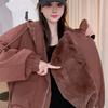 Thickened and Padded Winter Fleece Lined Parka Coat for Women, Loose Fit Hooded Jacket for Warmth