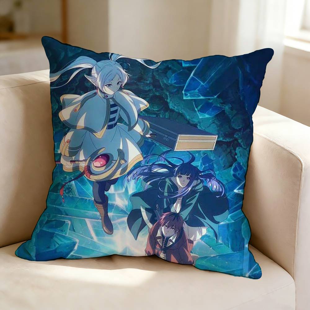 Anime FFrieren BBeyond Journeys End Square DoubleSided printed Pillow Case Bedroom Bedside Pillow Sofa Cushion Cover