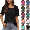 Женский Топ Свободная Версия Повседневная Модная Футболка Топ С Коротким Рукавом С Квадратным Вырезом