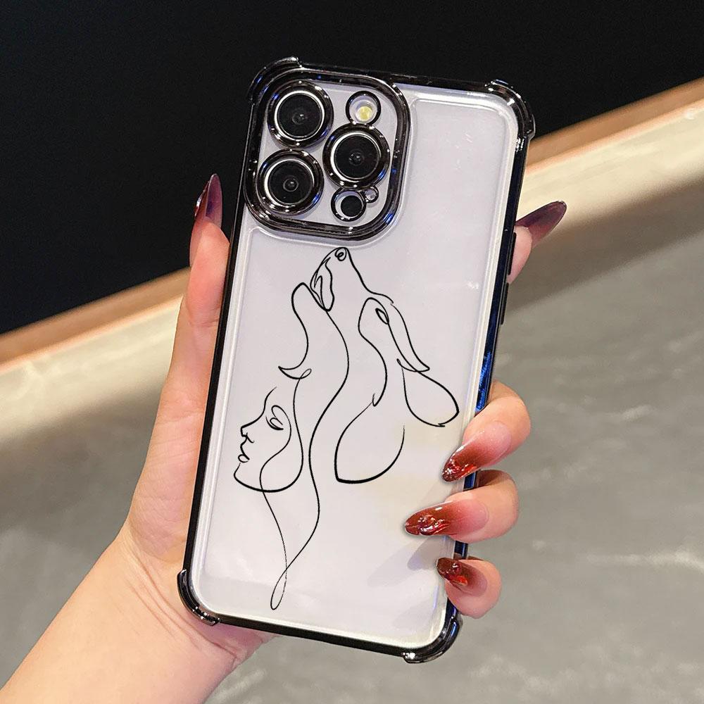 Животное Женщина Девушка Лицо Линия Funda Для iPhone 17 Pro 16 15 14 13 12 11 Pro Max Чехол 17 Plus 17E 16E 17Air Силиконовый Чехол для Телефона