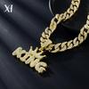 European American Hip-Hop MONEY Letter Diamond Pendant Cuban Necklace
