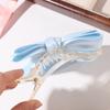 French Style Satin Bow Hair Clip Solid Color Women Hairpin Elegant Bow Ribbon Hair Clip  Girls