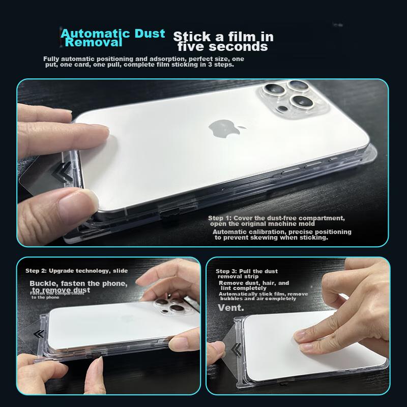 Instant Installation in Chamber Tempered Glass Screen Protector for IPhone 15 Pro Max, High-Definition Full Coverage Anti-Dust Shatterproof 2
