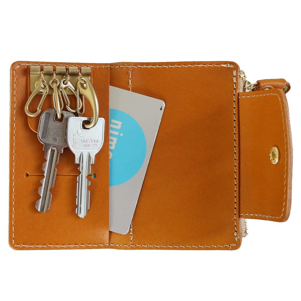 Чехол для ключей с кошельком для монет из натуральной кожи, интегрированный 4-рядный кожаный чехол для ключей Tochigi, держатель для ключей бренда Porco Rosso, сделано в Японии