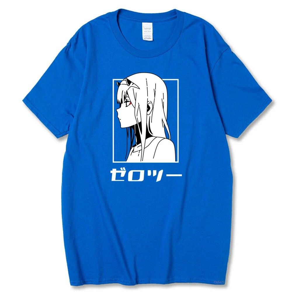 Футболка с японским аниме «Darling In The Franxx» унисекс Kawaii футболка с рисунком «Zero Two» Harajuku топы унисекс Unisexga футболки с рисунком мужской унисекс