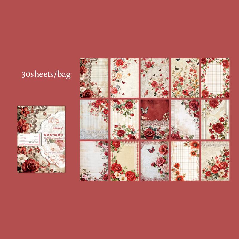 30 Sheets Floral Corner Design Paper For Creative Journal Collage Handmade Greeting Cards Scrapbooking Planner Notebook Gift