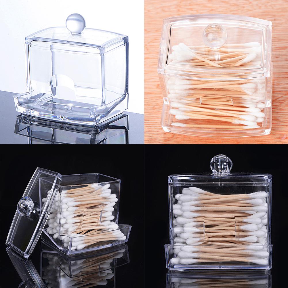 Acrylic Makeup Organizer Cotton Pad Swab Storage Box For Cotton Swabs Rod Case Holde Cosmetics Jewelry Organizer With Lid