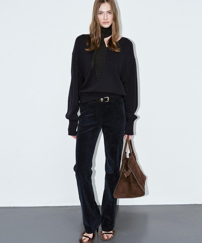 SIGREAT Corduroy Slim Bootcut Pants_Navy