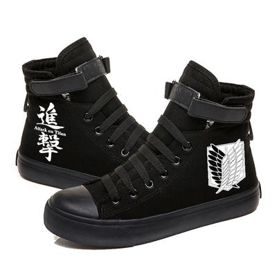 Атака Титанов Аот Леви Аккерман Принтованные Аниме Холщовые Кеды Плоские Высокие Удобные Кроссовки Zapatos Chaussure Schuhe