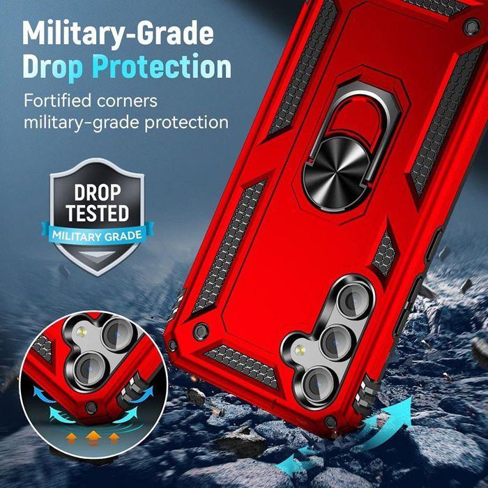 Protective Case - BOOLING - for Samsung Galaxy S25 - Shockproof - Rotating Ring - Red