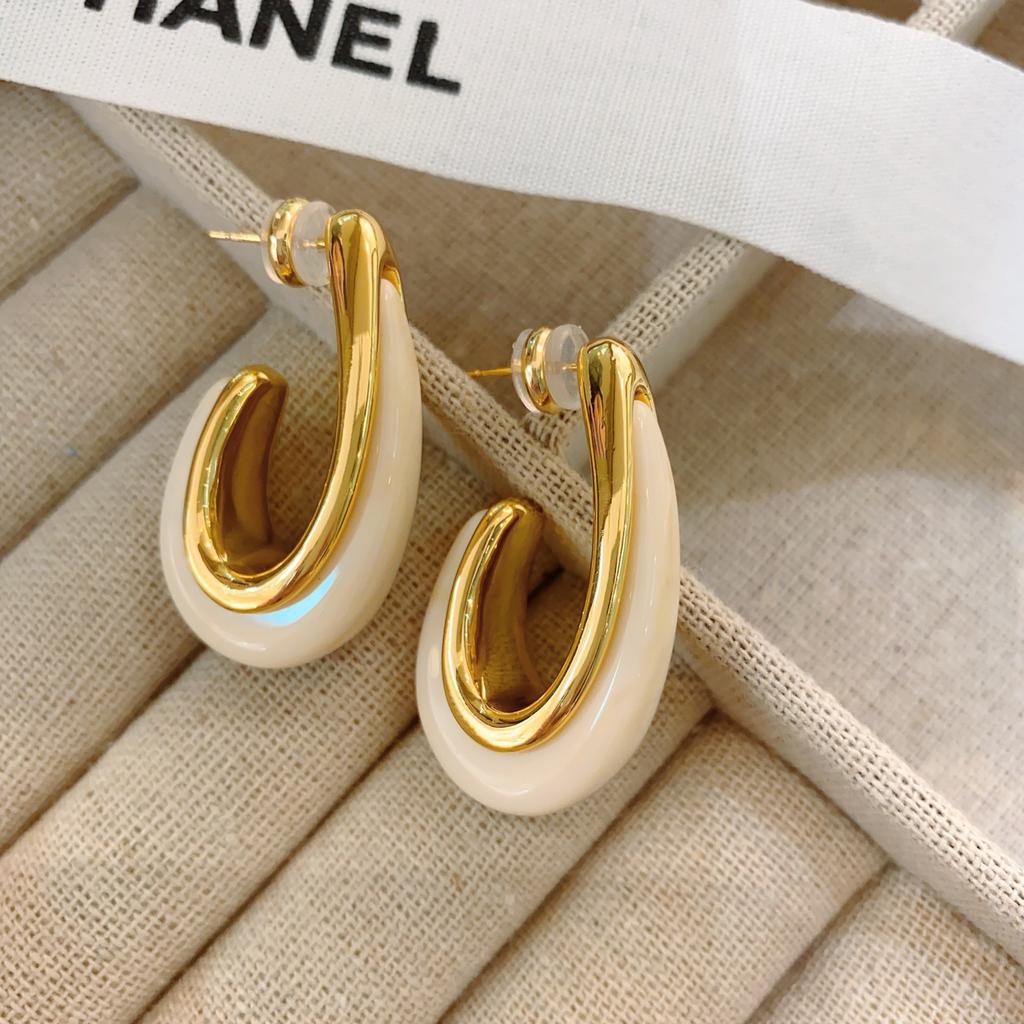 Maillard Earrings C-Ring Brown Design Sense Premium Ring Earrings Light Luxury Spring And Summer