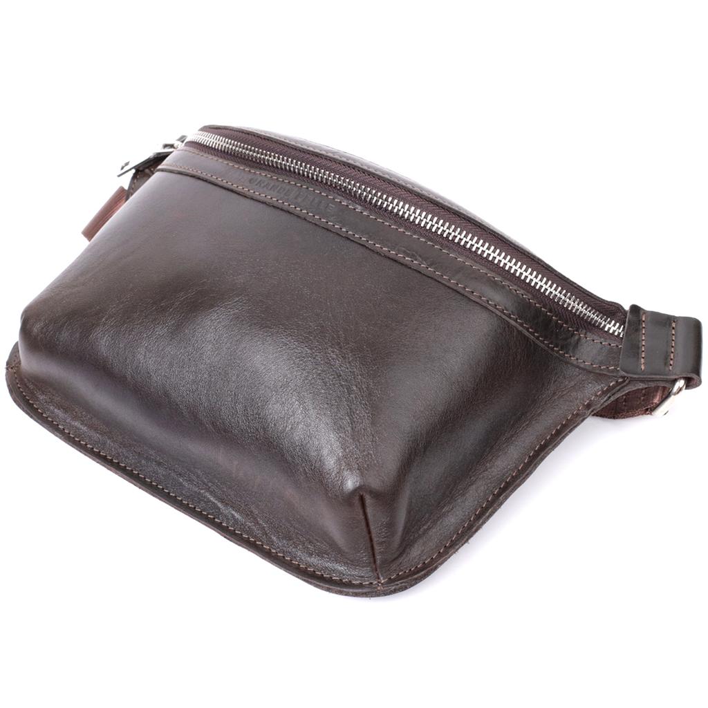 Стильная бананка для мужчин из натуральной кожи GRANDE PELLE Bag 22814 Коричневый