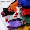 New Women's Summer Spring Cartoon Cotton Funny Embroidery Red Heart Socks Cute Girls Colorful Short Ankle Sokken Dropship