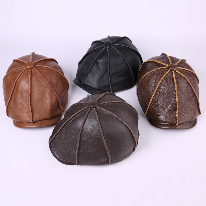 Мужская шапка из натуральной кожи, шапка из натуральной воловьей кожи