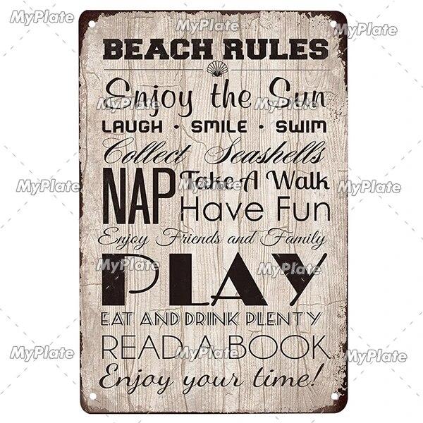 [MyPlate] Beach Metal Sign Vintage Plaque Tin Sign Plate Wall Decor For Bar Club Man Cave Art Painting Poster Gift