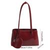 Solid Color Glossy Black Shoulder Bag Korean Style Small Square Bag French Underarm Bag  Girls