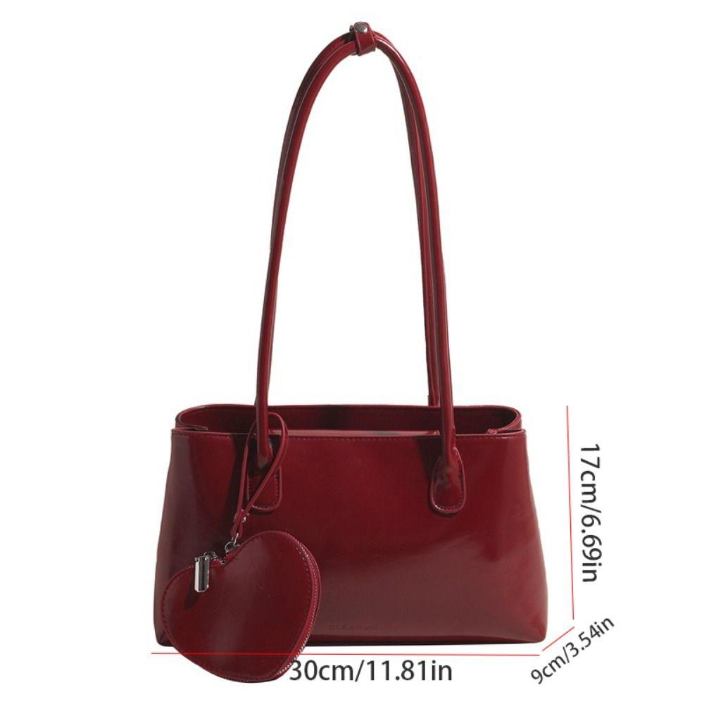 Solid Color Glossy Black Shoulder Bag Korean Style Small Square Bag French Underarm Bag Girls