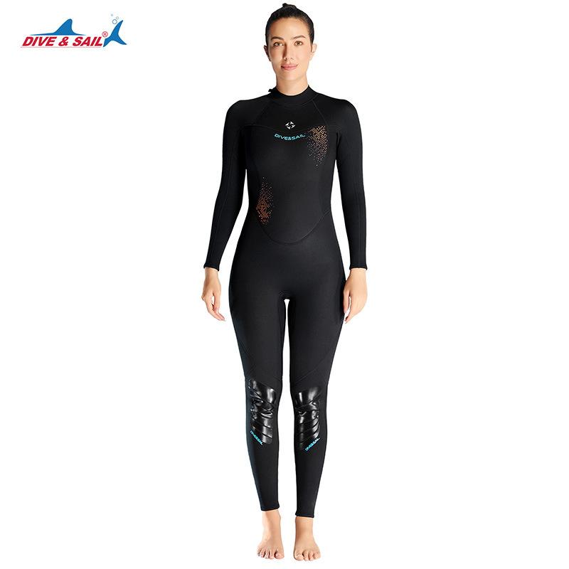 3MM Warm Diving Suit Women With Thick One-piece Long-sleeved Large Size Surfing Snorkeling Swimsuit Equipment