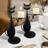 Candle Holder Cartoon Style Handmade Decorative Iron Art Cute Black Cat Shape Candlelight Stand Desktop Ornament Home Decor