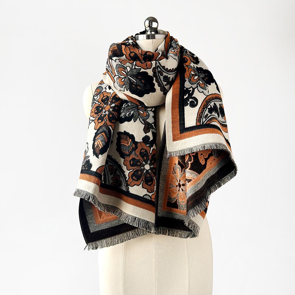Retro Scarf Autumn and Winter Cashew Temperament Versatile Shawl Fashion Jacquard Outer Cape Scarf Women's Scarf