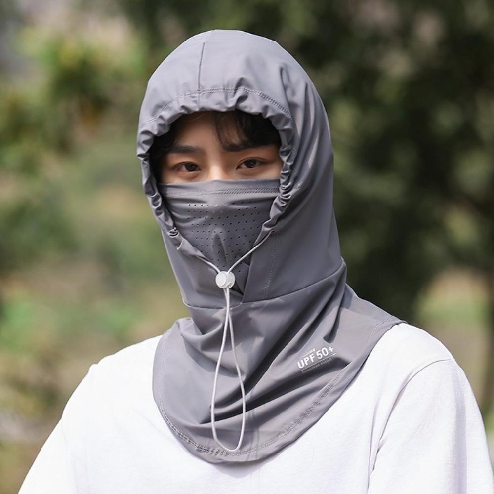 Летняя шляпа от солнца с защитой от УФ-лучей, с маской-шалью, дышащая, из ледяного шелка, шапка-пуловер, повязка на голову, унисекс, пляжная кепка для занятий спортом на открытом воздухе