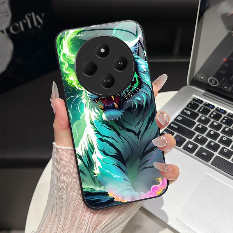 For Redmi 14C / Poco C75 Phone Case Trendy Design Tempered Glass Bumper For Xiaomi Redmi 14 C 4G 5G Full Protection Back Covers