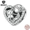Стерлингового серебра 925 пробы с кубическим цирконием, бусина в форме сердца для мальчика и питомца, подходит для оригинального браслета, ожерелья, ювелирного подарка