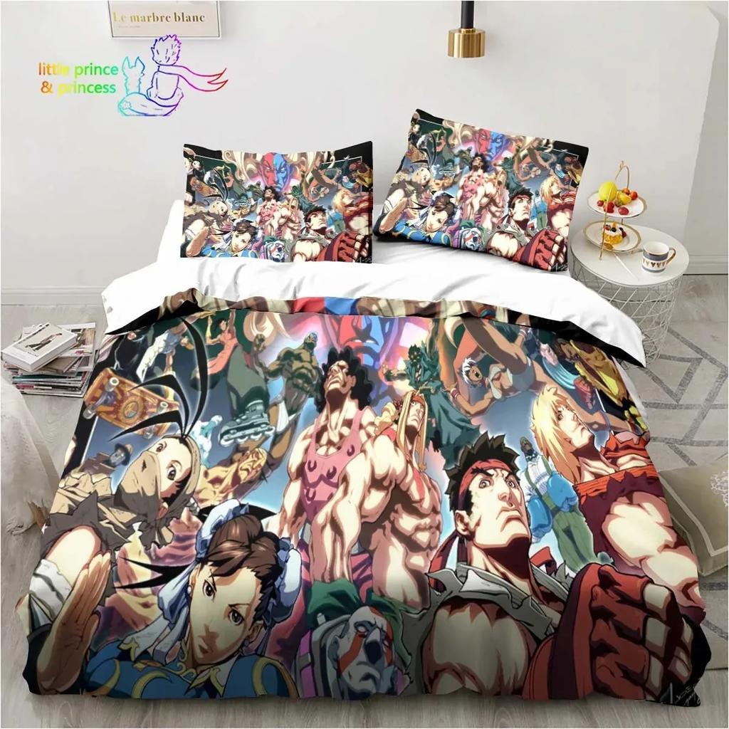 Street Fighter Printed 3D Bedding Set Duvet Cover Pillowcases Single Twin Full Queen King Size Home Decor Pillowcase Boys Gift