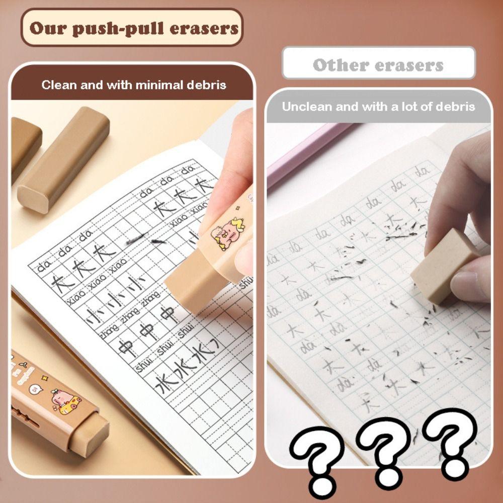 Cute Capybara Push-pull Rubber Eraser Cartoon Silicone Eraser Replaceable Core Correction Tool Student Stationery Gift