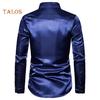 Men Solid Color Long Sleeve Shiny Sequins Buttons Stage Business Nightchlub Shirt