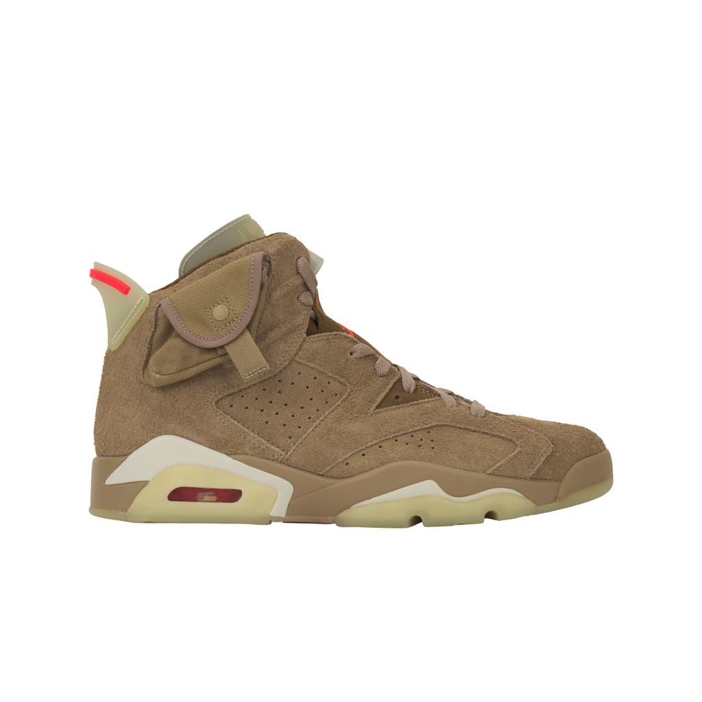 Кроссовки унисекс Travis Scott x Air Jordan 6 Retro British цвета хаки Светло-коричневый с парусом Ярко-Малиновый DH0690-200