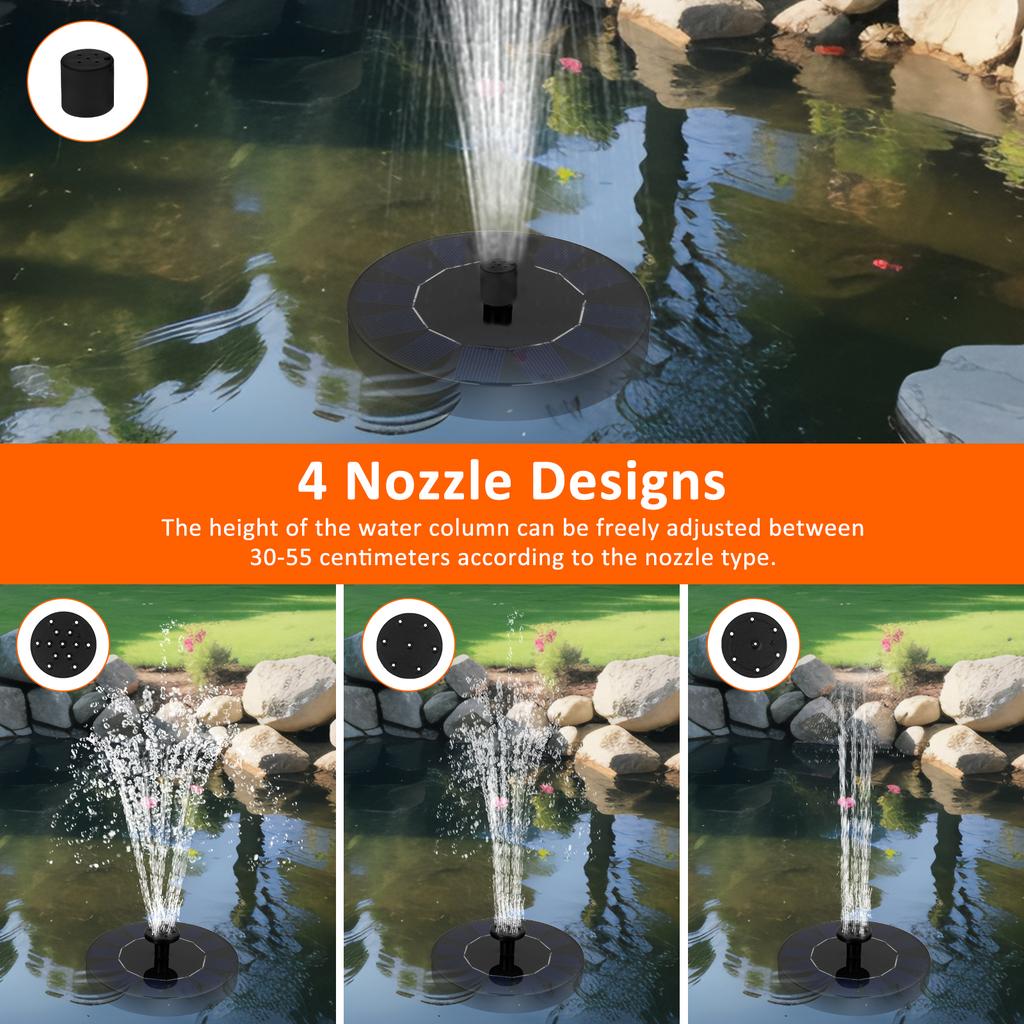 Диаметр 13/18 см Солнечный фонтан ABS Плавающий насос-фонтан с 4 стилями фонтана Наружный солнечный прудовый насос для украшения сада