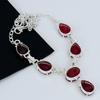 Красный Рубин Драгоценный Камень Ожерелье Ручной Работы Стерлингового Серебра 925 Красный Рубин Драгоценный Камень Ювелирное Ожерелье Для Женщин Подарки на День Святого Валентина Для Женщин