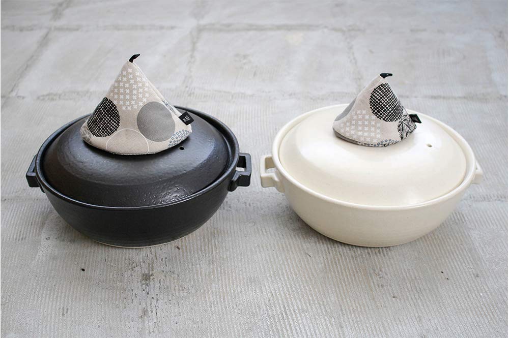 Large Triangular Pot Holder Hana White 1 Piece Diameter 16cm X Height Made In Japan Staub Handle Pot Lid Cloth with Loop Large Washable &NE 11.5cm