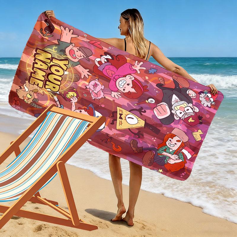 Custom Gravity Falls Print Beach Towel, Large Soft Quick Dry Towel for Beach Camping Swimming