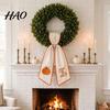 Fabric Pumpkin Decor for Fall Halloween Wreath Sash Front Door Decor, Orange Scalloped Party Supplies Home Ribbon with Embroidery, Thanksgiving Porch
