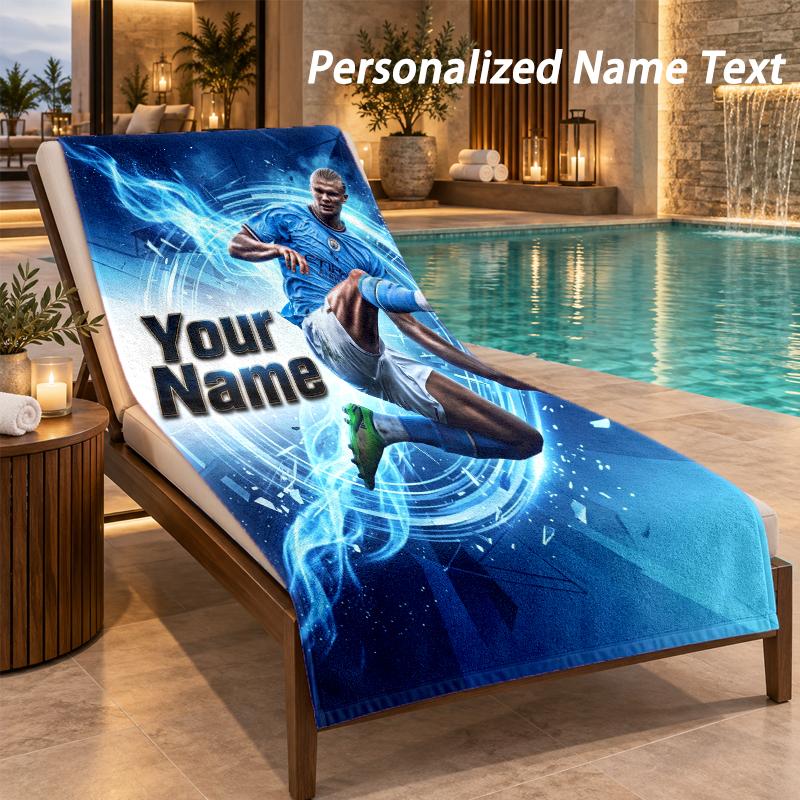 Custom Text Erling Haaland Print Beach Towel Large Towel For Home Bathroom Beach