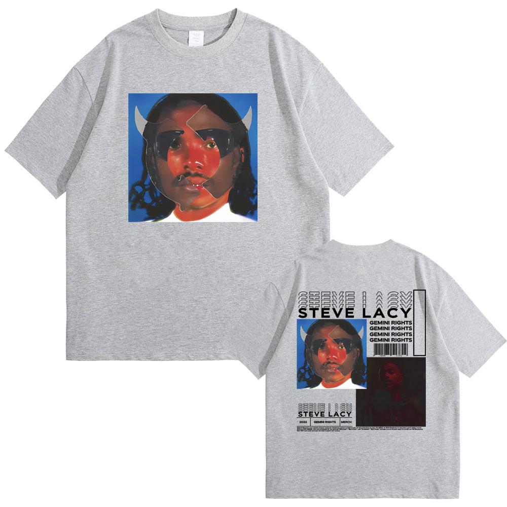 Rapper Steve Lacy Gemini Rights Album Cover Double Sided Print Tshirt Unisex Hip Hop Oversized Tshirt Unisexs Fashion Vintage Tees