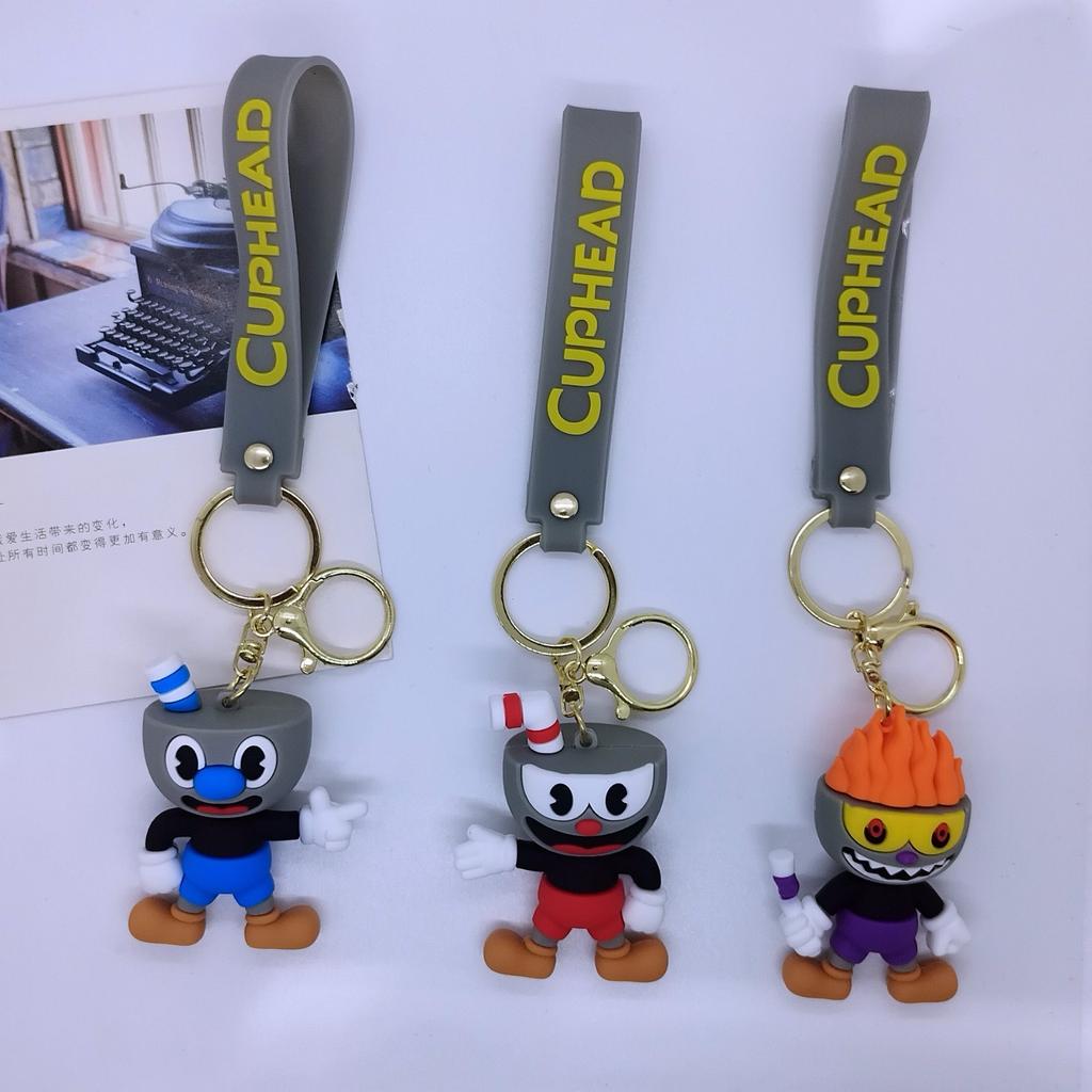 Креативный мультяшный брелок-подвеска Cuphead для пары, аксессуары для брелка для сумки и автомобиля