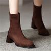Модные женские ботильоны на толстом каблуке, короткие ботинки, модная обувь для женщин, весна-осень, на молнии, повседневная обувь для офисной леди, размер 32-43, коричневый