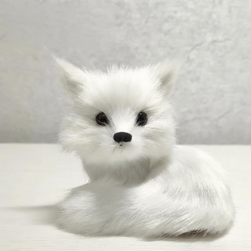 Figurine Plush Fox Doll Toy Artificial Animal Squatting Sitting Fox Model Window Display