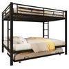 140*200Cm bunk bed, iron frame bed, children's bed, equipped with pull-out bed, high railings, without mattress, black