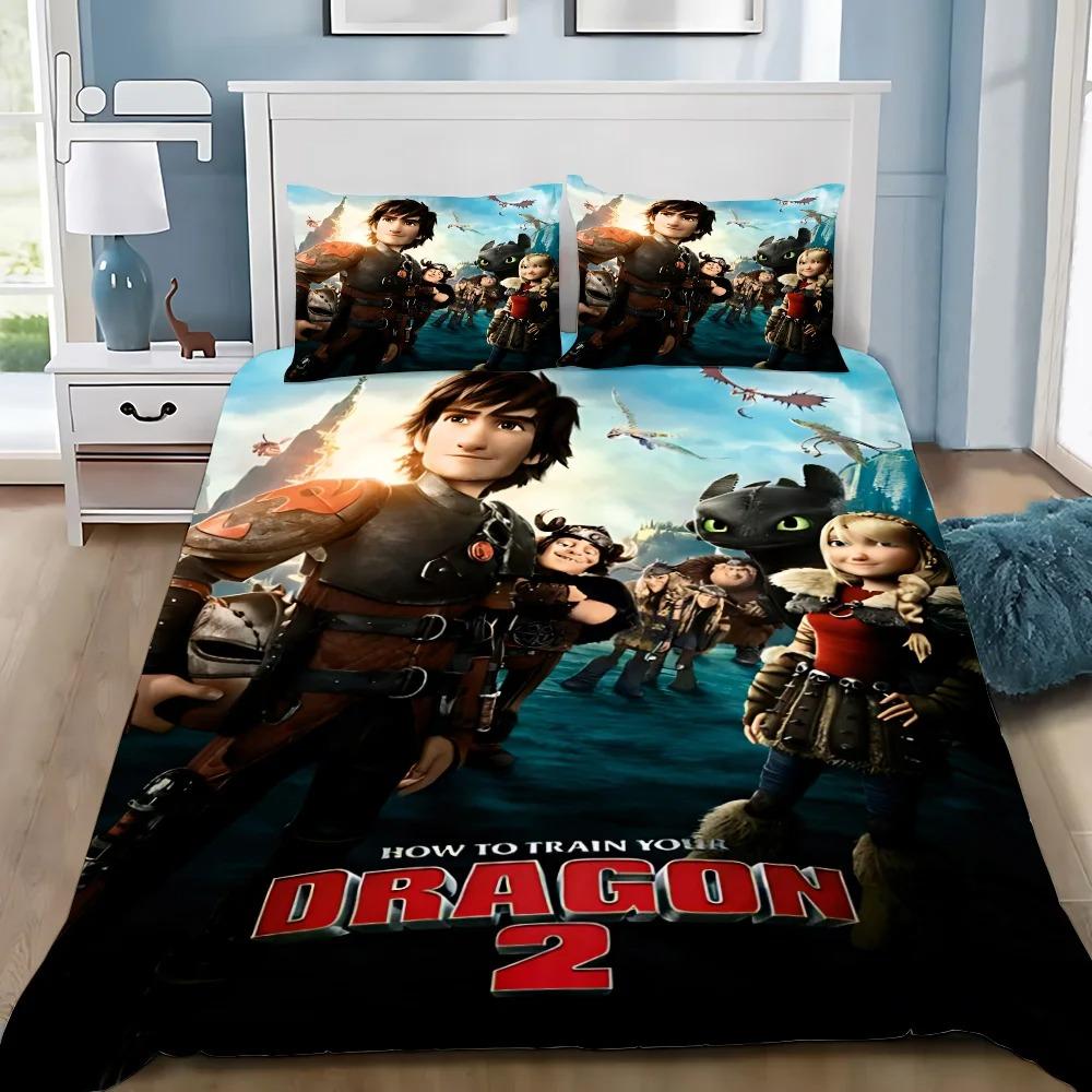Duvet Cover Pillowcase Bedding Set Funny T-Toothless Adult Boy Girl Bedroom Decoration Children Gift Single Double Large Size